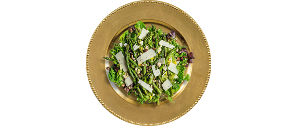 404 error graphic with a green salad forming the zero