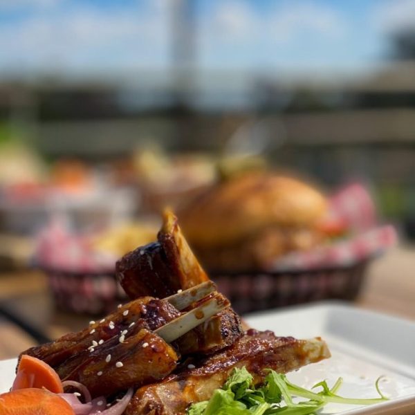 food served with salad on a plate