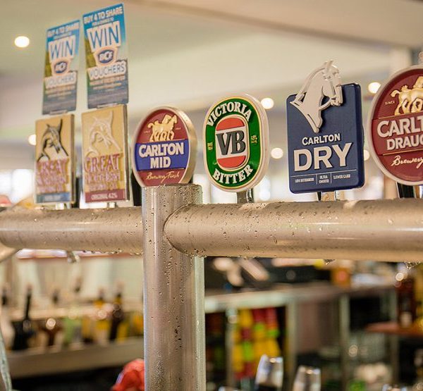 Beer taps at the club bar