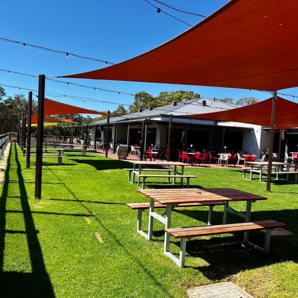Outdoor club seating with picnic tables-1