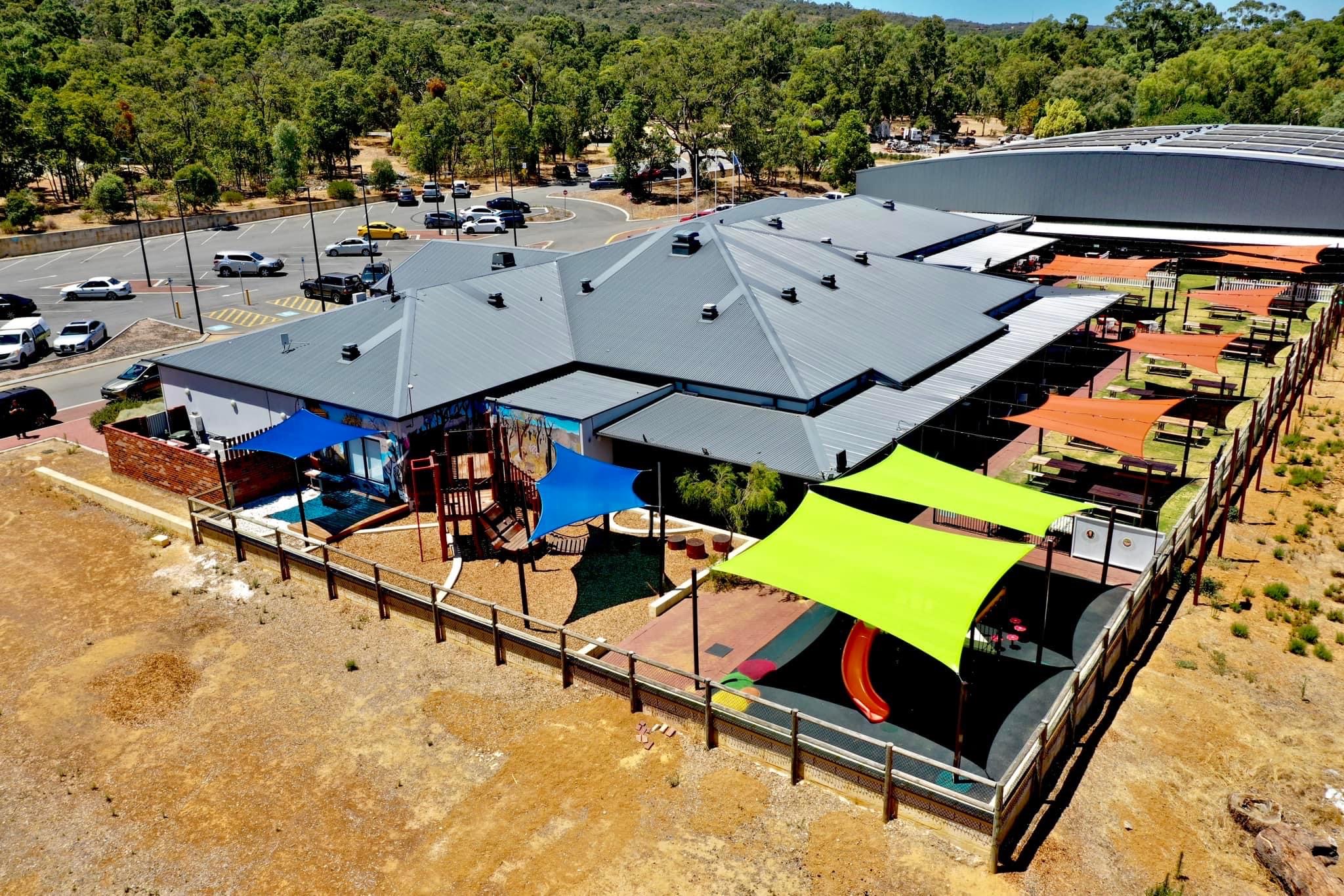 Aerial view of the club building and outdoor areas