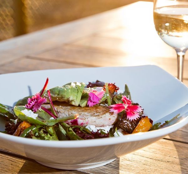 food served with salad on a plate