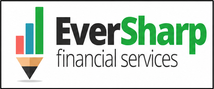 EverSharp financial services logo with a colorful bar-chart pencil icon and bold text